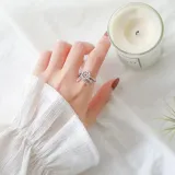 Mori Department Small Fresh Hollow Dream Catcher Tassel Ring With Adjustable Opening