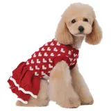 Pet Dog Cloth Love Heart Sweater Dress Dalily Outgoing Suit