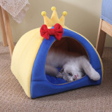 Semi Enclosed Yurt Warm Dog Kennel Pet Kennel with Crown Bowknot