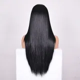 Women Synthetic Black Long Straight Hair Wigs Middle Parting Wig