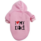 Pet Dog Hoodie Pure Color Clothes I Love My Dad Slogan Warm Sweater