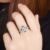 Silver Zircon Rotating Windmill Fashion Jewelry Hollow Inlaid Diamond Adjustable Size Women Ring