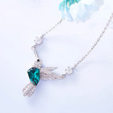 Sterling Silver Bird Pave Zirconia Diamonds Pendant Necklace
