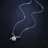 18K White Gold Sterling Silver Round Cut Moissanite Diamond Bowknot Pendant Necklace