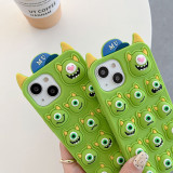 Cartoon Monocular Monster Decompression Silicone Drop Proof Phone Case for iPhone13 12 11 Pro Max with Crossbody Lanyard