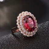 Red Zircon Rose Sunflower Fashion Jewelry Inlaid Diamond Adjustable Size Women Ring