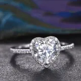 Silver Zircon Love Heart Women Ring Eternity Engagement Wedding Band With Gift