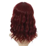 Women Synthetic Short Dye Wavy Hair Wigs Middle Parting Curly Wig