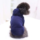 Pet Small Dog Solid Color Hooded Sweatshirt with Pocket Puppy Cloth