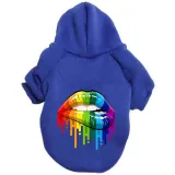 Pet Dog Cloth Color Lips Pattern Hooded Sweatshirt Puppy Cloth