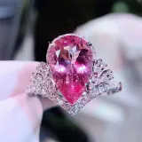 Zircon Pink Crown Fashion Jewelry Inlaid Diamond Adjustable Size Women Ring