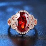 Red Crystal Drop Pendant Chain Jewelry Necklaces Women Rings Jewelry Sets