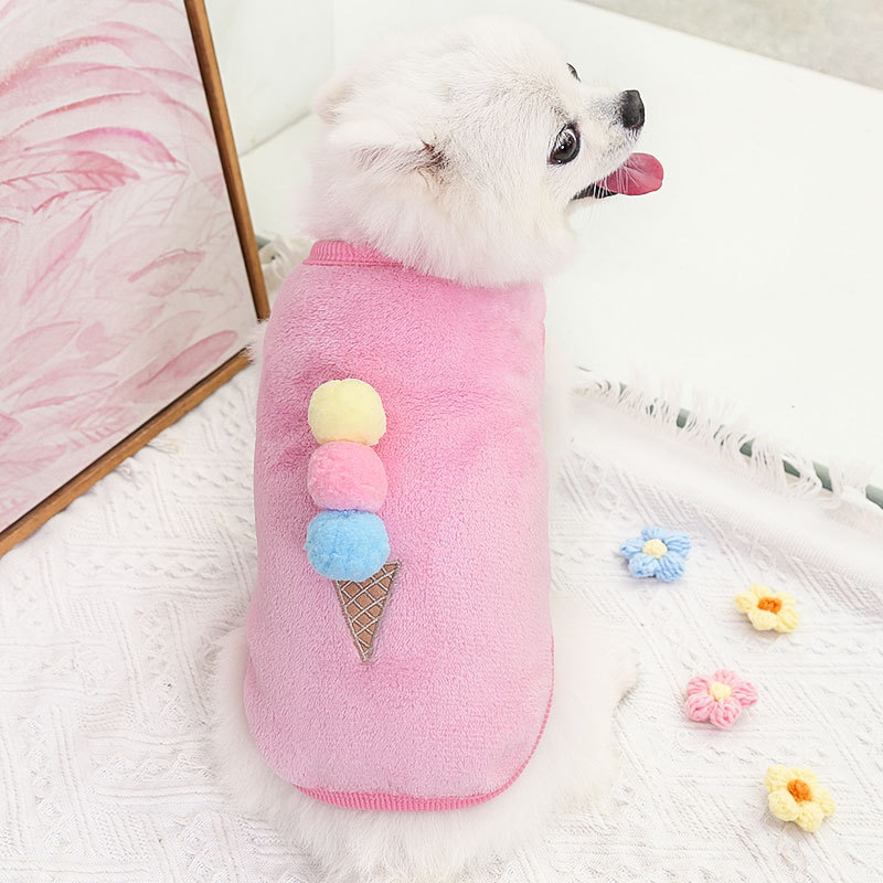 Dog Clothes Winter Warm Cute Pet Sweaters Flannel Cat Vest