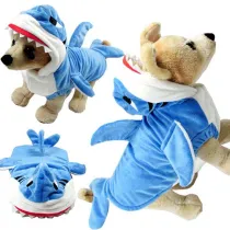 Pet Small Dog Velvet Shark Shape Hooded Suit Puppy Cloth