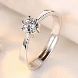 Couples Silver Zircon Get Married Fashion Jewelry Inlaid Diamond Adjustable Size Women Ring