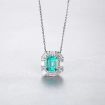 Sterling Silver Emerald Cut Pendant Necklace