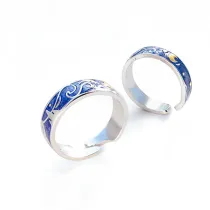Couples Starry Sky Fashion Jewelry Inlaid Diamond Adjustable Size Women Ring