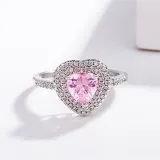 Silver Zircon Love Heart Women Ring Eternity Engagement Wedding Band With Gift