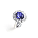 Sapphire Petal Pendant Chain Jewelry Necklaces Women Rings Jewelry Sets
