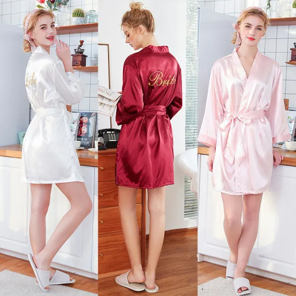 Women Satin Silk Sleep Dress Long Sleeve Lace Mini Dress Robe Pajamas