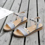 Women Sequins Macthing Color Casual Flat Summer Sandals