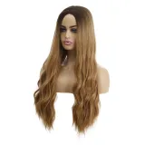 Women Long Wavy Hair Wigs Middle Parting Curly Wig