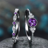 Zircon 2 Pieces Fashion Jewelry Inlaid Diamond Women Ring