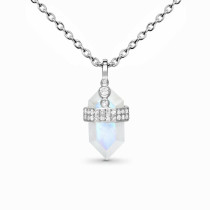 14K Rose Gold Marquise Cut Moonstone Pendant Necklace