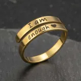 Golden Zircon I Am Enough Fashion Jewelry Inlaid Diamond Adjustable Size Women Ring
