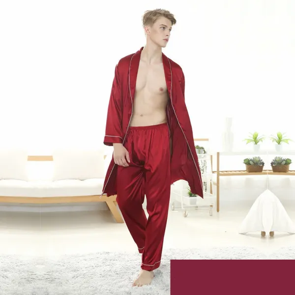 Women 2 Pieces Satin Silk Sleepwear Nightgown and Pants Pajamas Set