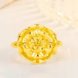Golden Zircon Flowers Fashion Jewelry Inlaid Diamond Adjustable Size Women Ring