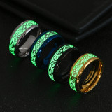 Men Silver Luminous Dragon Fashion Jewelry Inlaid Women Ring