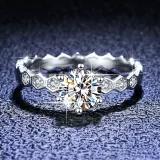 Sterling Silver Semi Pave Zirconia Solitaire Round Cut Sparking Diamonds Rings