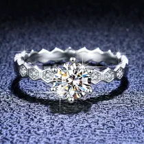 Sterling Silver Semi Pave Zirconia Solitaire Round Cut Sparking Diamonds Rings