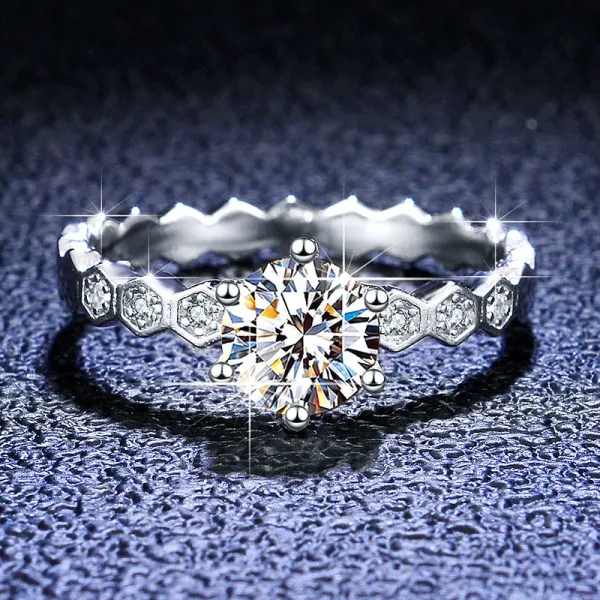 Sterling Silver Semi Pave Zirconia Solitaire Round Cut Sparking Diamonds Rings