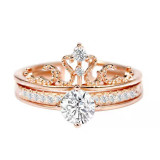 Silver Zircon Crown Jewelry Inlaid Diamond Adjustable Size Women Ring