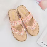 Beach Rhinestone Flowers Flat-Bottom Flip-Flops Sandal Slipper