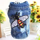 Pet Small Dog Butterfly Pattern Denim Vest Puppy Cloth