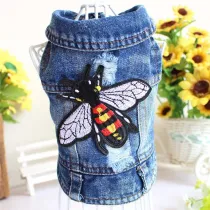 Pet Small Dog Butterfly Pattern Denim Vest Puppy Cloth