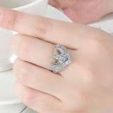 Silver Zircon Double Swan Love Fashion Jewelry Inlaid Diamond Adjustable Size Women Ring