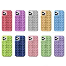 Pop It Fidget Toys Pure Color Soft Silicone iPhone Case For iPhone 12 11 Pro Max 11