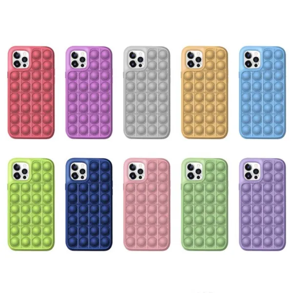 Pop It Fidget Toys Pure Color Soft Silicone iPhone Case For iPhone 12 11 Pro Max 11