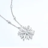 18K White Gold Snowflake Moissanite Diamonds Pendant Necklace
