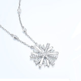 18K White Gold Snowflake Moissanite Diamonds Pendant Necklace