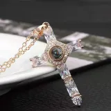 Modern Cross Style Projection Photo Customize Necklace
