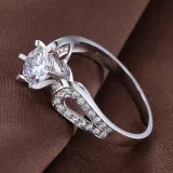 Silver Zircon Fashion Jewelry Inlaid Diamond Adjustable Size Women Ring