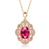 Red Crystal Drop Pendant Chain Jewelry Necklaces Women Rings Jewelry Sets