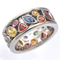 Multicolor Geometric Pattern Fashion Jewelry Hollow Out Irregular Inlaid Diamond Women Ring