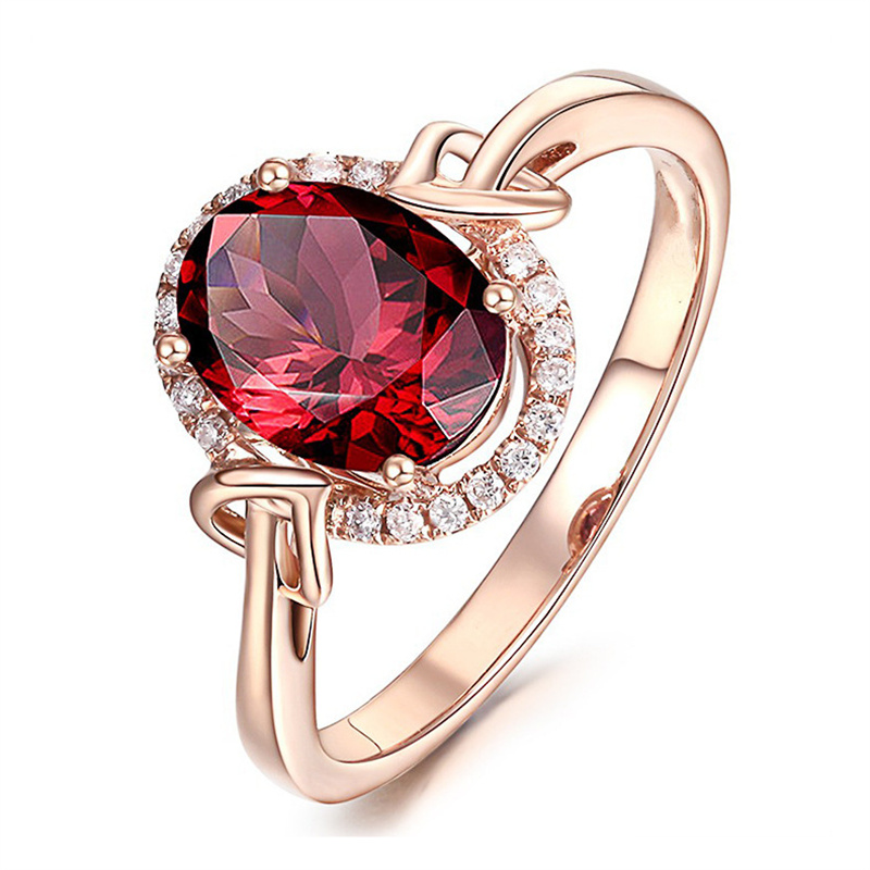 Red Zircon Fashion Jewelry Inlaid Diamond Adjustable Size Women Ring