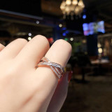 Silver Zircon Cross Jewelry Inlaid Diamond Adjustable Size Women Ring